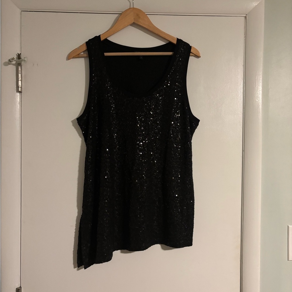 Eileen Fisher Black Sequin Tank Top